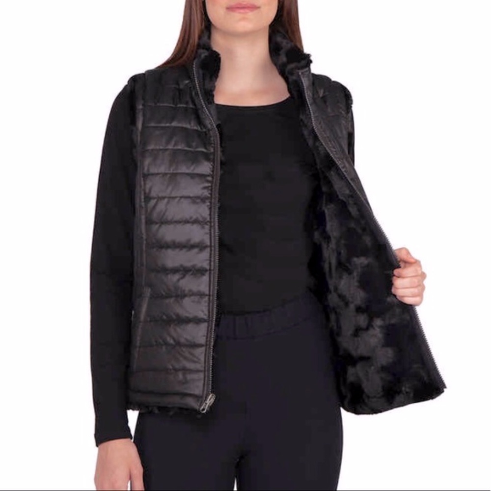 NWT NICOLE MILLER Reversible Faux Fur Vest - Picture 2 of 5